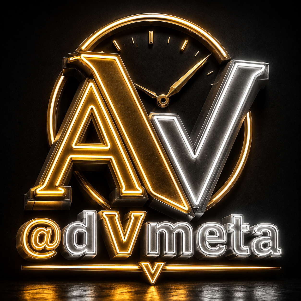 Glowing @dVmeta logo