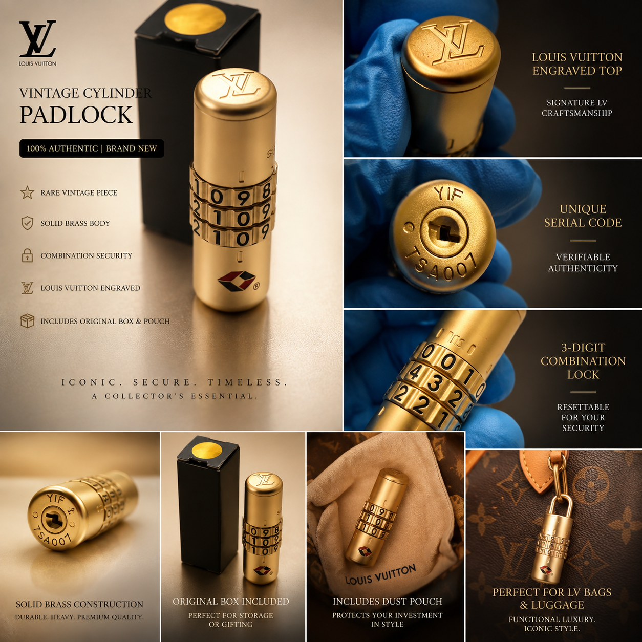 Louis Vuitton vintage cylinder padlock listing